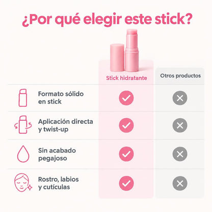 Stick hidratante de colágeno rosa
